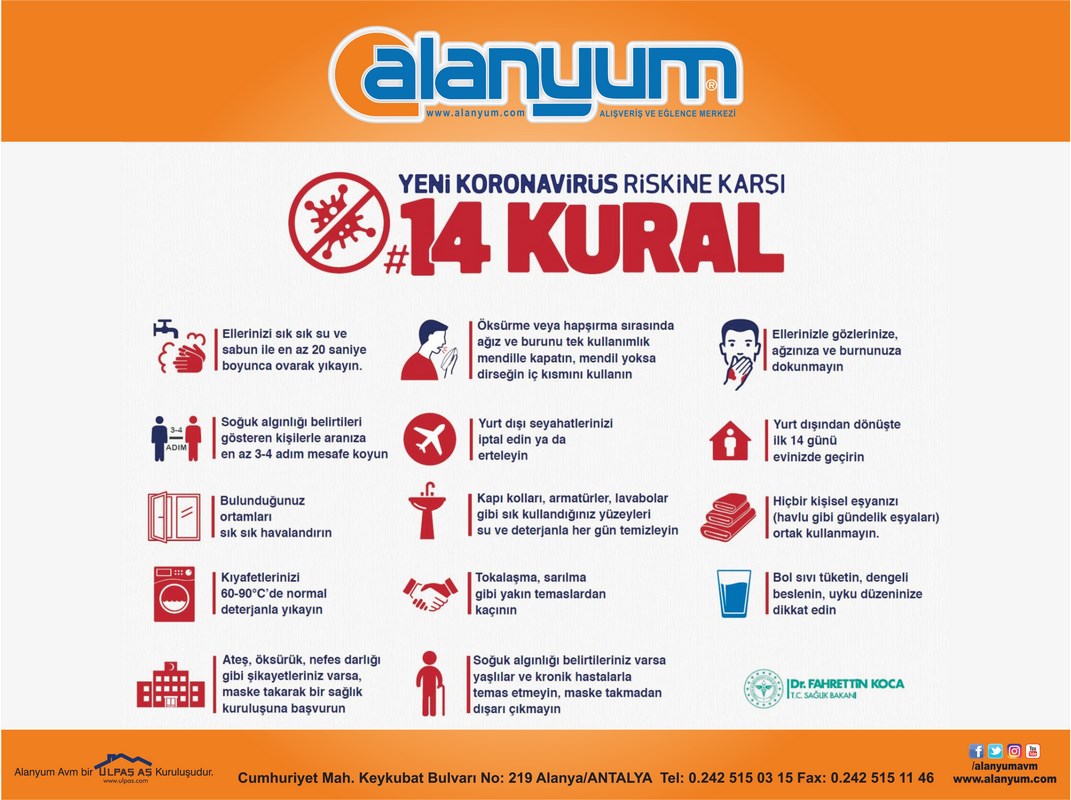 Corona Virüs Riskine Karşı 14 Kural