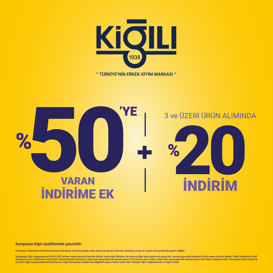 Kiğılı'da “%50’ye Varan İndirim Üstelik 3 ve Üzeri Ürün Alımında Ekstra %20 İndirim Fırsatı!”